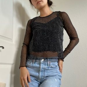Sparkly Mesh Top with Black Tank